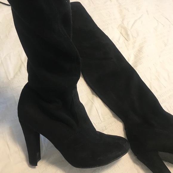 Steve Madden Over the Knee Suede Black Booties - Picture 2 of 3